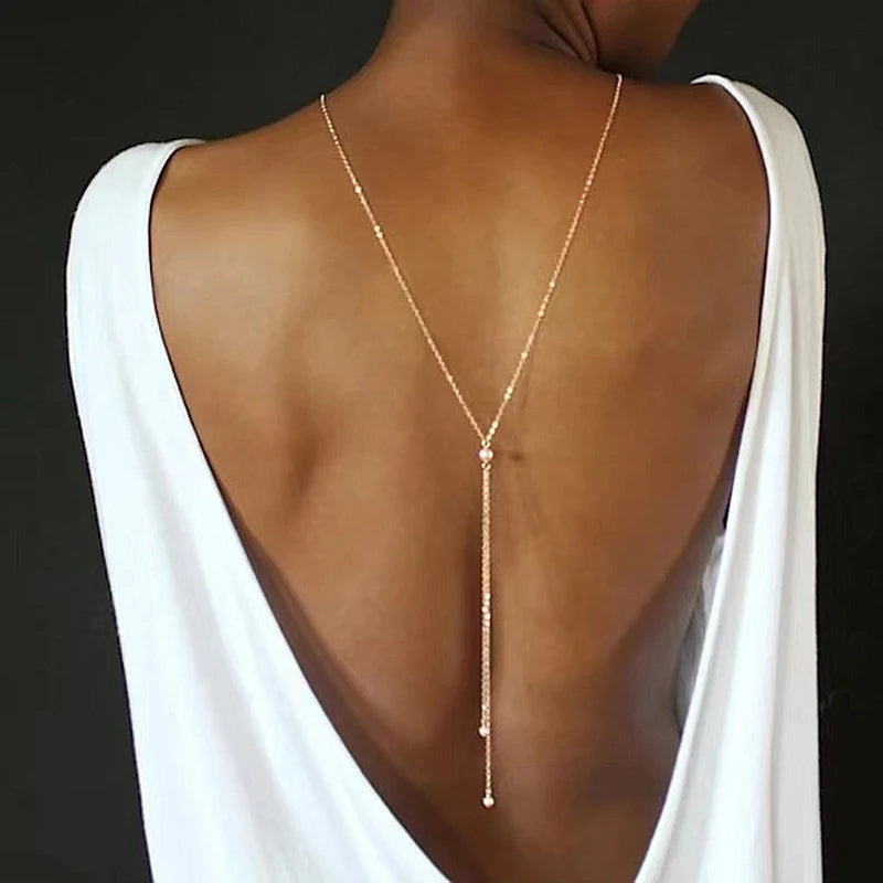 CowLost | new-crystal-zircon-pearl-back-drop-chain-necklace-for-women-elegant-long-backless-tassel |5