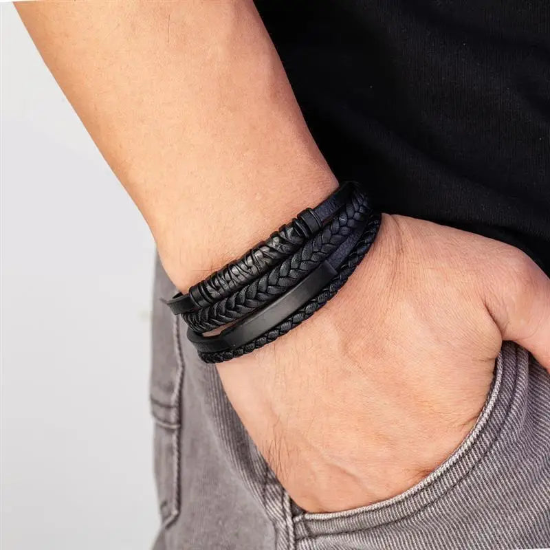 CowLost | multilayer-stainless-steel-insert-bracelet-viking-leather-bracelets-for-men |28
