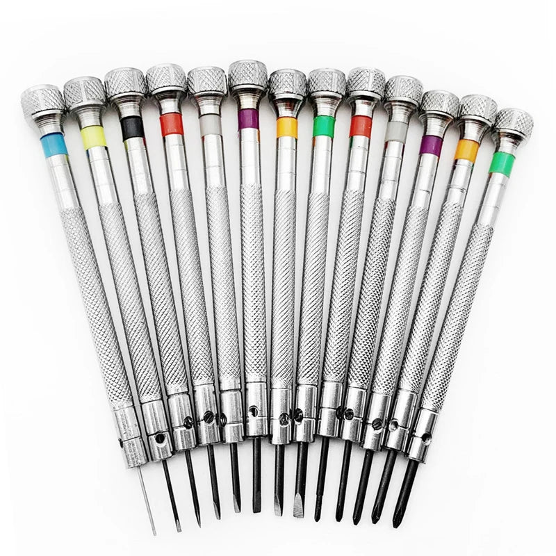 CowLost | product_id-13pcs-professional-watch-repair-screwdriver-set-0-6mm-2-0mm-slotted-cross-steel-tools |2