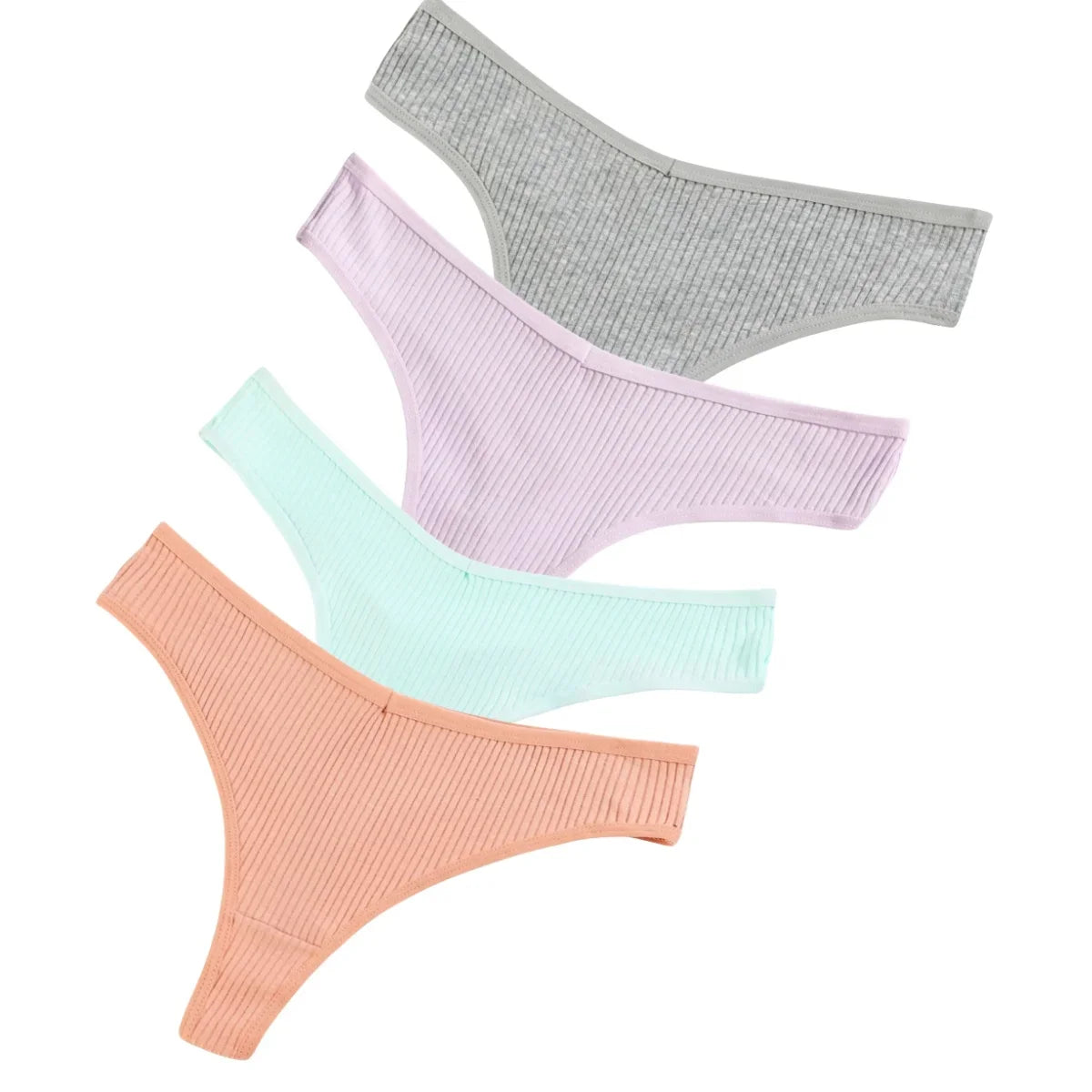 CowLost | product_id-4pcs-women-cotton-low-rise-solid-color-v-waist-g-string-thongs-m-xxl |25