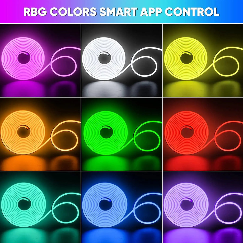 10M/5M 12V Neon RGB WIFI LED Strip Lights 108 LEDs/m Waterproof with Music Sync, Remote & App for Bedroom