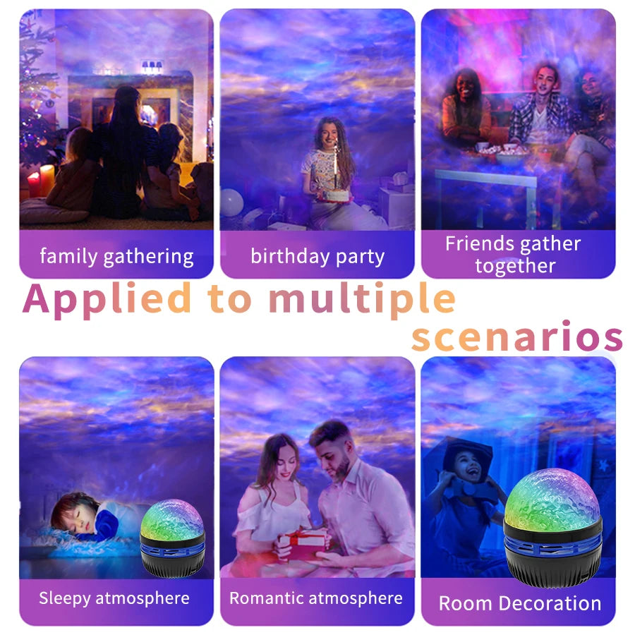 Galaxy Projector RGB Starry Lamp 7-Color LED Mini Night Light with Remote and Auto Rotation