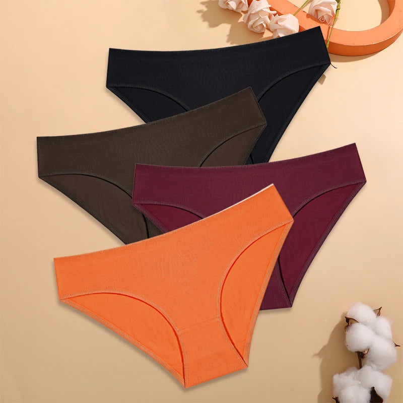 CowLost | activewear-pants-4pcs-womens-low-waist-cotton-seamless-stretchy-panties-set |20