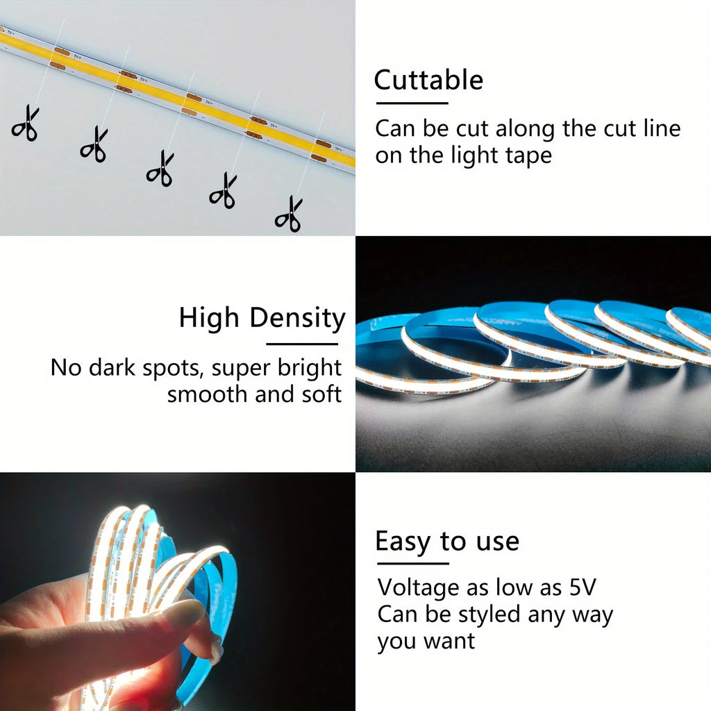 CowLost | tv-led-backlight-strips-bars-product_id-led-cob-usb-touch-sensor-dimmer-strip-light-5v-high-density-ribbon-lamp-for-home-decor |10