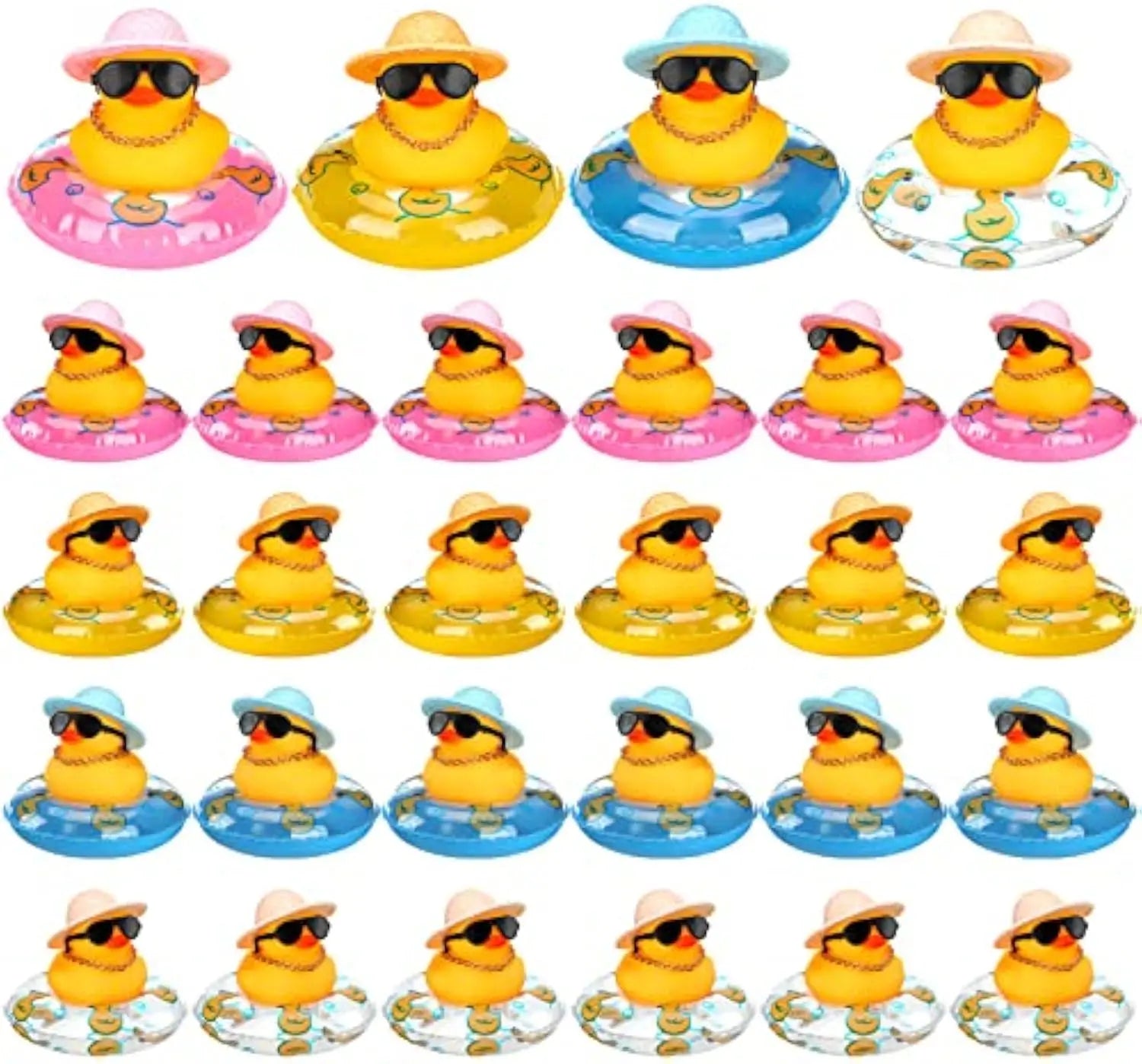 CowLost | product_id-24-pack-summer-rubber-duck-car-dashboard-decorations-with-mini-hat-and-swim-ring |20