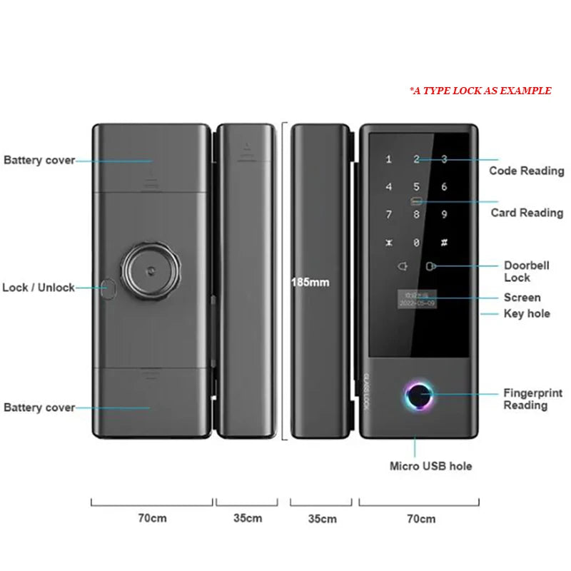 CowLost | locks-keys-product_id-biometric-fingerprint-door-lock-for-sliding-glass-doors-swing-gates-with-bluetooth-ttlock-app-unlock |9