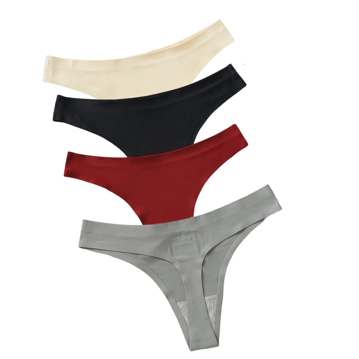 CowLost | product_id-4pcs-women-s-low-waist-seamless-ice-silk-thong-panties-set |12
