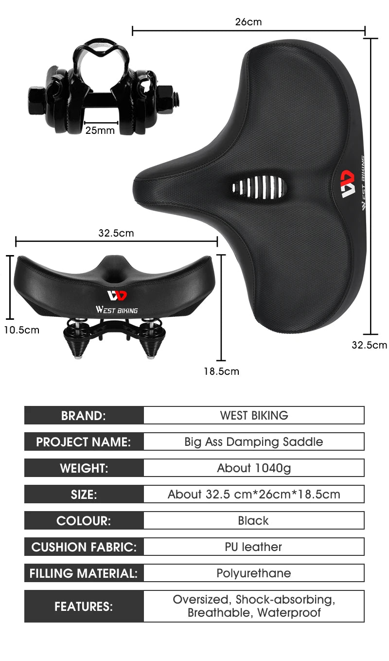 CowLost | west-biking-widen-bicycle-saddle-ergonomic-thick-comfortable-bike-saddle-shock-absorbtion-mtb-e-bike-cushion-bicycle-accessories |8