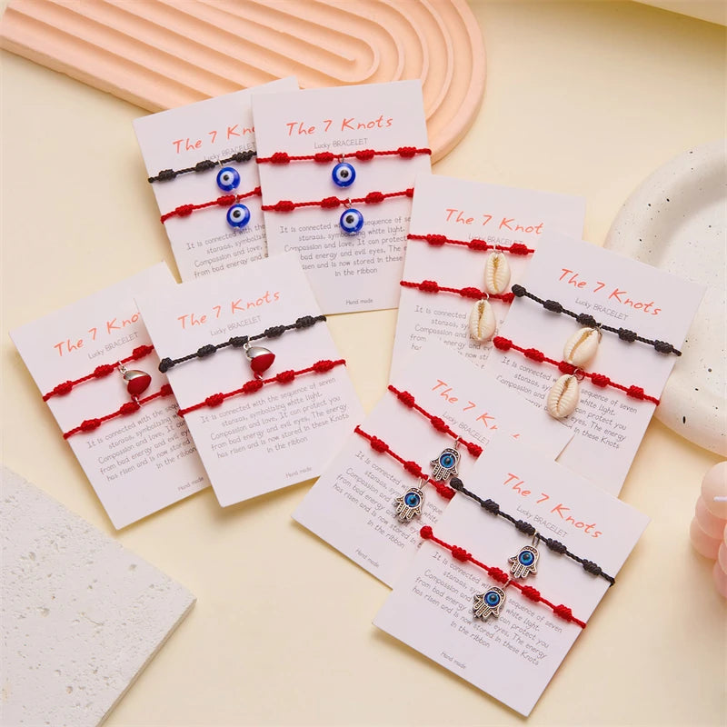 CowLost | lucky-handmade-7-knots-red-string-couple-bracelet-for-women |1