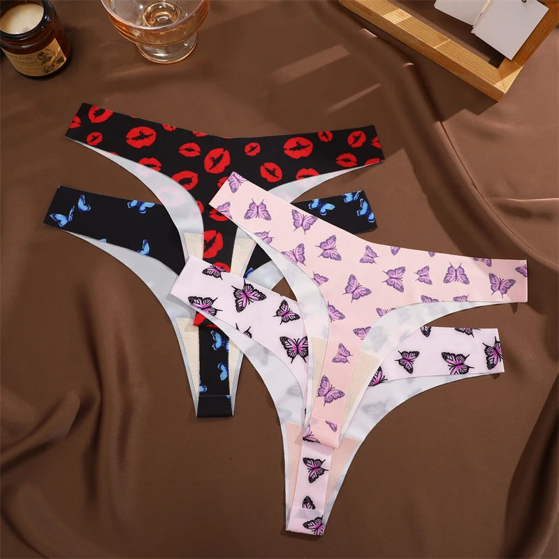 CowLost | activewear-pants-3pcs-womens-ice-silk-seamless-low-waist-leopard-thongs |8