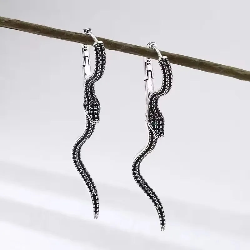CowLost | business-card-cases-sam-panda-925-sterling-silver-vintage-square-snake-hoop-earrings-for-women |7