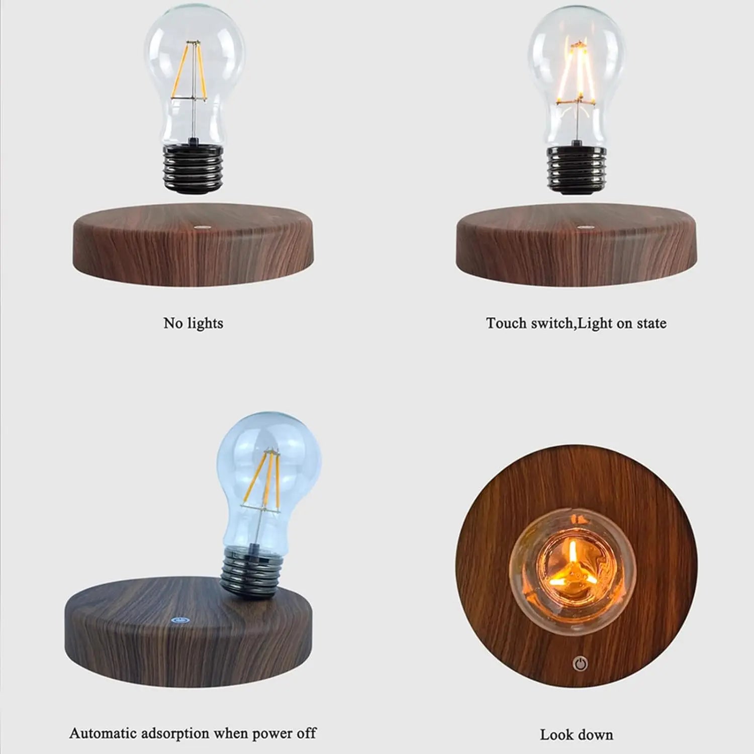 Wireless Levitating Magnetic Floating LED Night Light with 360° Rotation for Room and Office