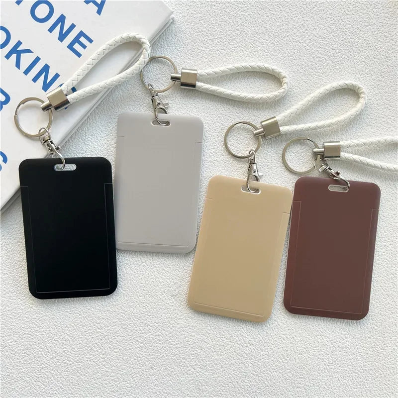 CowLost | handbags-solid-color-student-bus-id-card-protective-cover-keyring |2