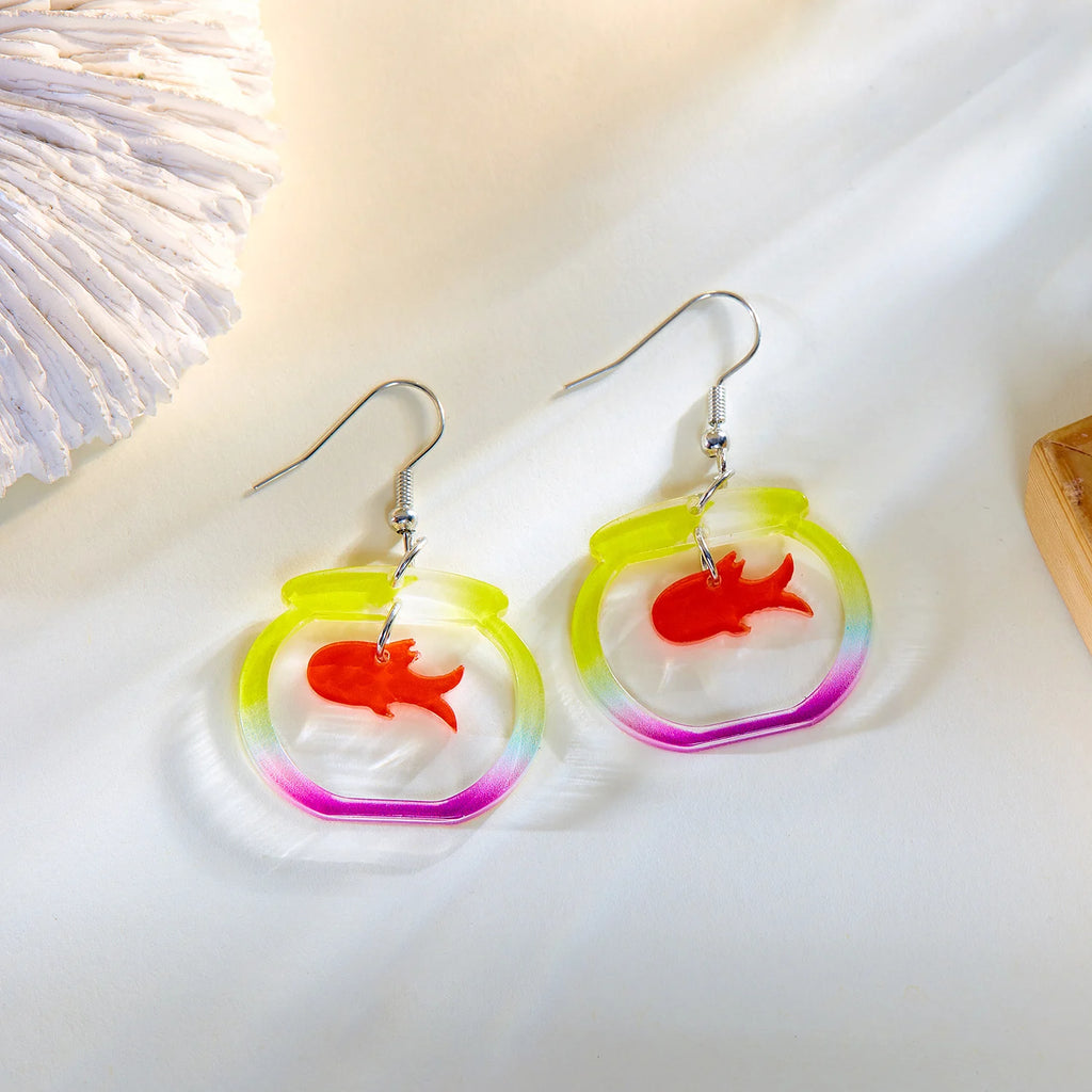 CowLost | fashion-acrylic-starfish-shell-pendant-earrings-for-women-cute-goldfish-turtle-unique-dangle-earring-party-personality-jewelry |9