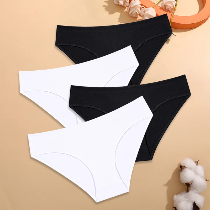 CowLost | activewear-pants-4pcs-womens-low-waist-cotton-seamless-stretchy-panties-set |26