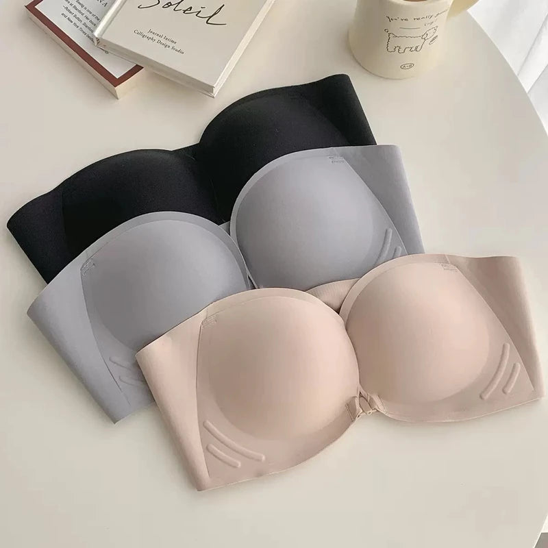 CowLost | product_id-strapless-wireless-front-buckle-push-up-bra-for-women-seamless-non-slip-traceless |1