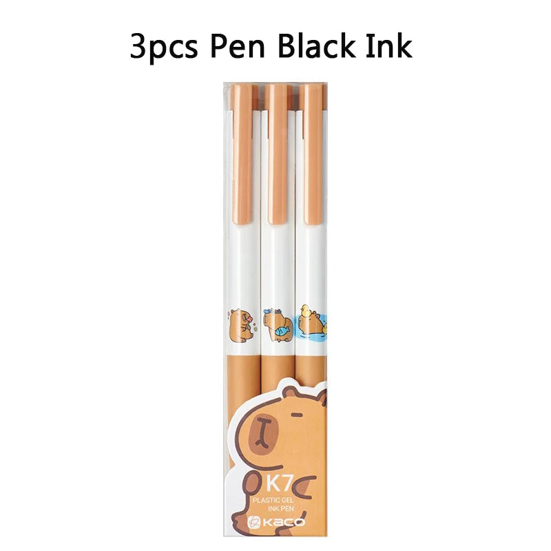 CowLost | product_id-kaco-cute-happy-puppy-gel-pen-set-3pcs-k7-push-0-5mm-black-ink-quick-drying-gel-ink-pen-papeleria-for-girls |11