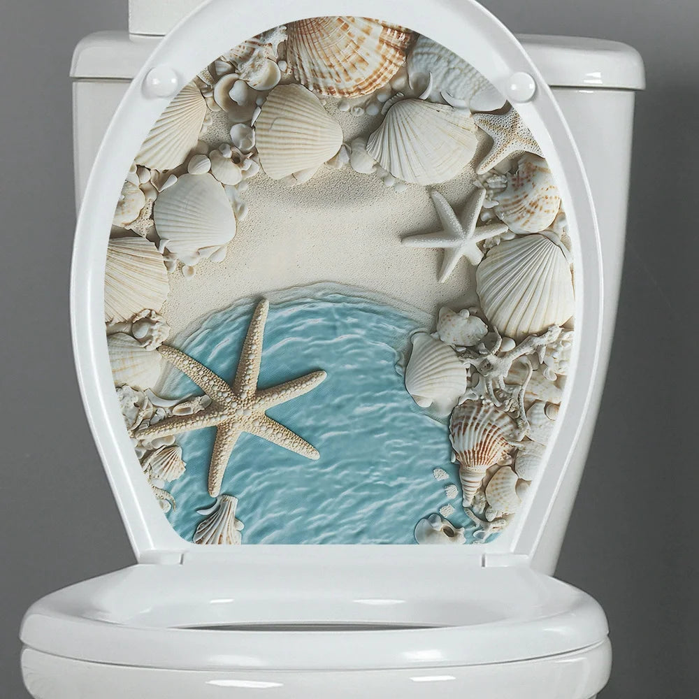 1pc Ocean Dolphin Shell Bathroom Toilet Sticker Decorative