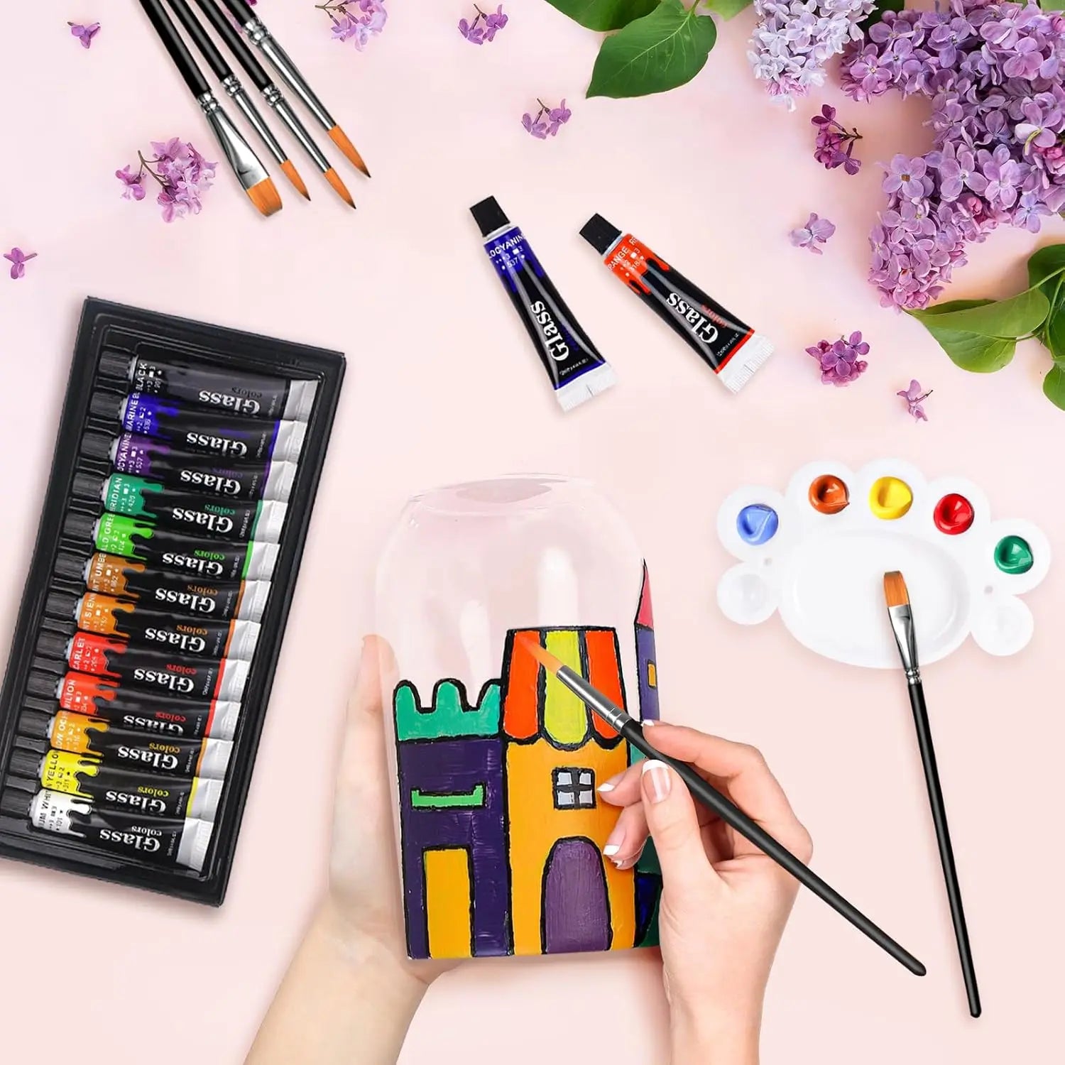 CowLost | wine-glasses-product_id-acrylic-glass-paint-set-with-12-24-colors-6-brushes-palette-waterproof-stain-glass-paints-12ml |3