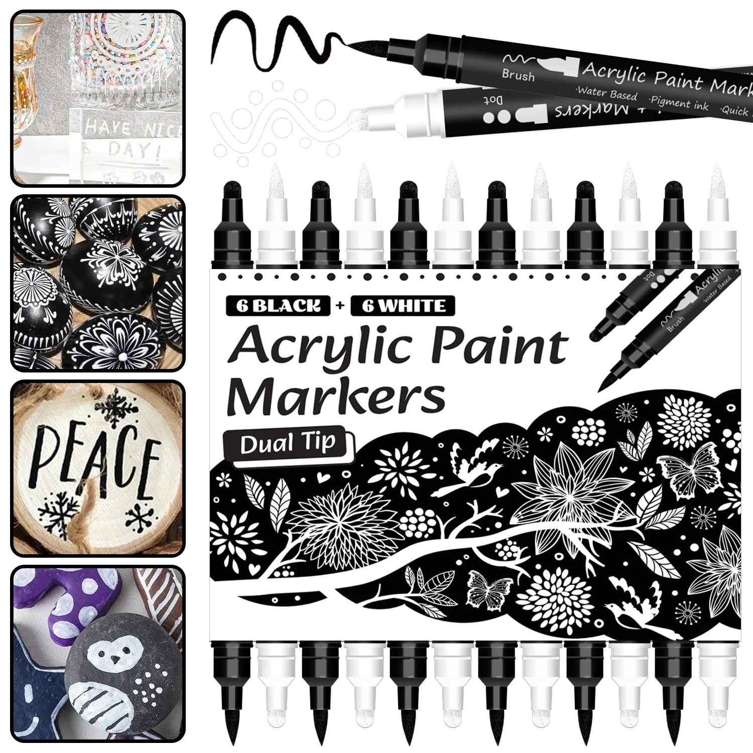 CowLost | markers-product_id-black-white-acrylic-paint-marker-pen-set-12-pcs-brush-fine-dot-tip-for-paper-rock-wood-metal-plastic |8