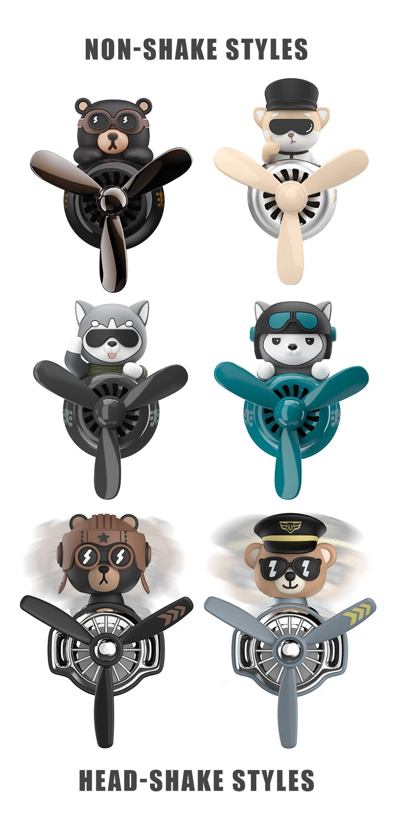 CowLost | product_id-pilot-husky-dog-car-air-freshener-propeller-plane-vent-clip-ocean-scent-aroma-diffuser |9