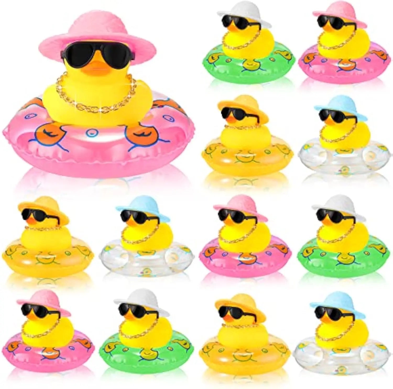 CowLost | product_id-24-pack-summer-rubber-duck-car-dashboard-decorations-with-mini-hat-and-swim-ring |19