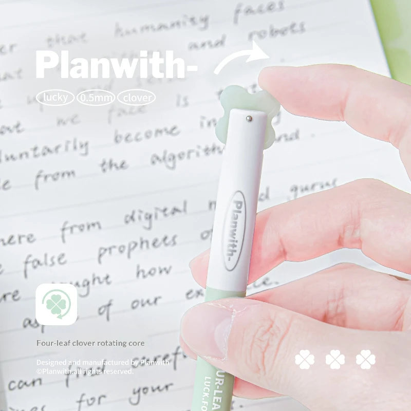 CowLost | product_id-planwith-lucky-clover-0-5mm-carbon-black-gel-pen-no-smudge-smooth-writing-rotary-twist |3