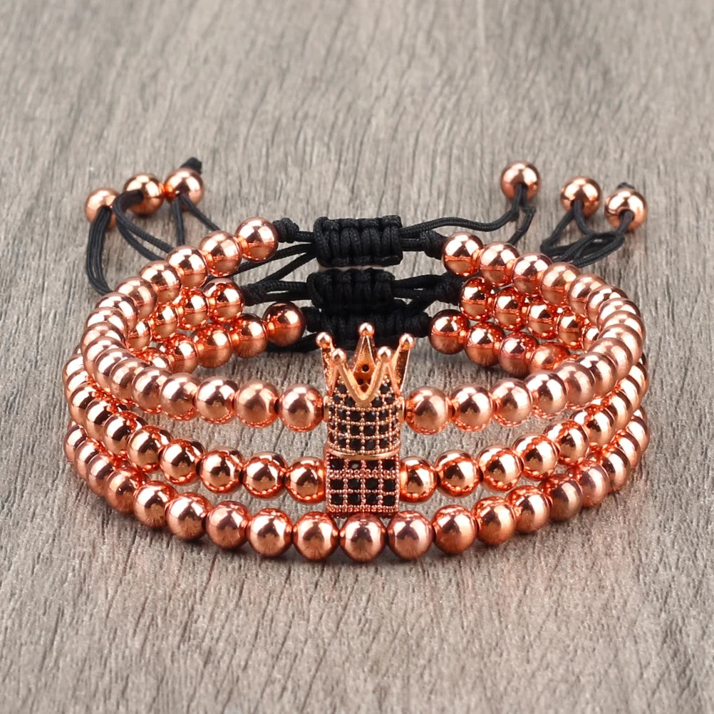 CowLost | badge-pass-holders-3pcs-copper-beads-bracelets-set-for-men-and-women |11