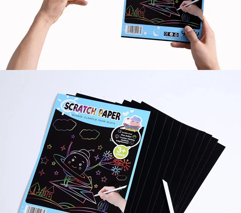 CowLost | product_id-10-pcs-colorful-diy-blank-scratch-painting-paper-set-a4-16k-32k |12