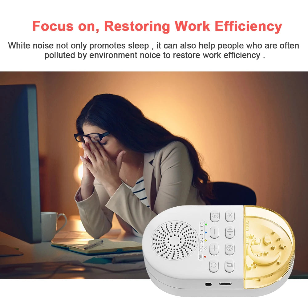 CowLost | portable-white-noise-baby-sleep-machine-24-soothing-sounds-soft-breath-light-30-60-90-timing-for-baby-adult-office-travel |15