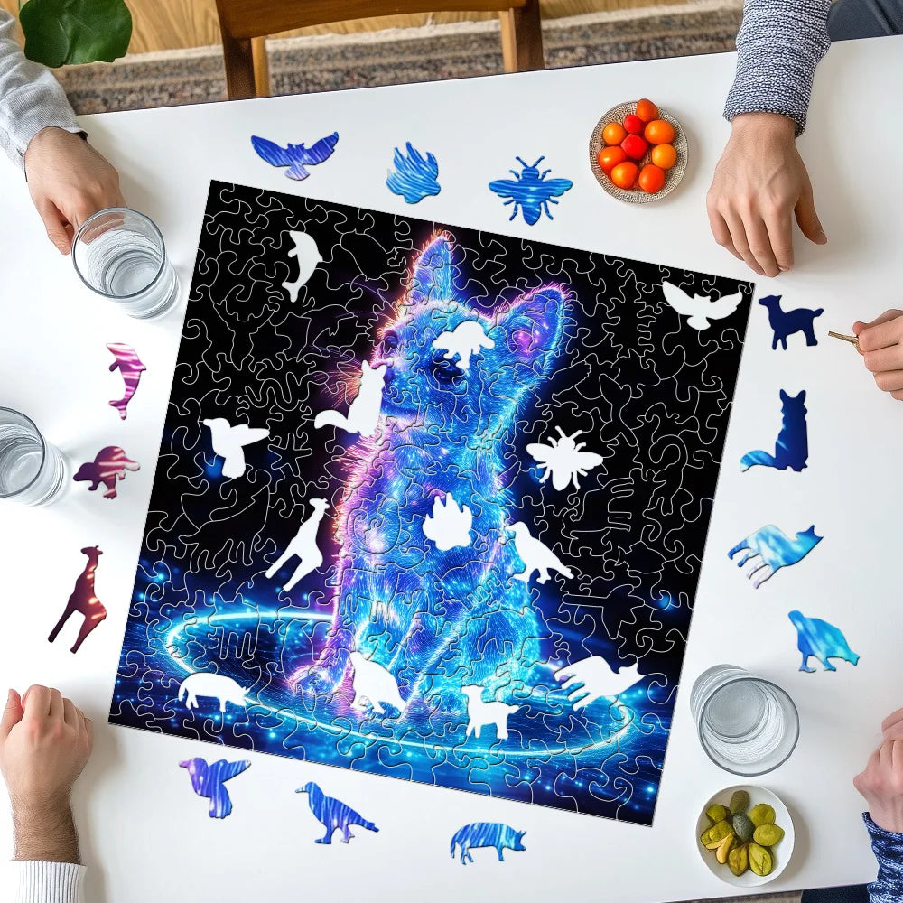 CowLost | adorable-dog-alien-wooden-puzzle-irregular-animal-puzzle-pieces-creative-home-decor-adult-stress-relief-toy-ideal-gift-f |4