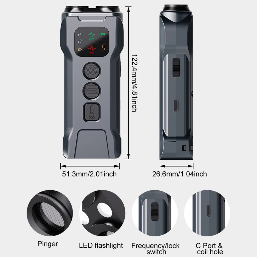 Rechargeable Ultrasonic Dog Repeller with LED Flashlight Anti-Barking Trainer