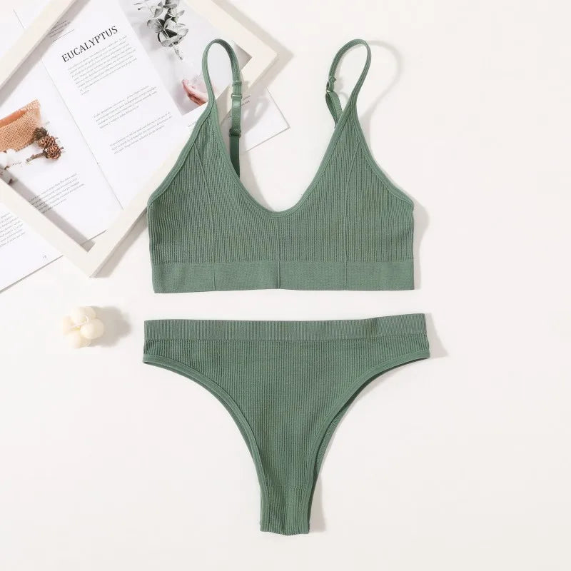 CowLost | product_id-women-seamless-wire-free-push-up-bra-high-rise-brief-set-v-neck-lingerie |13
