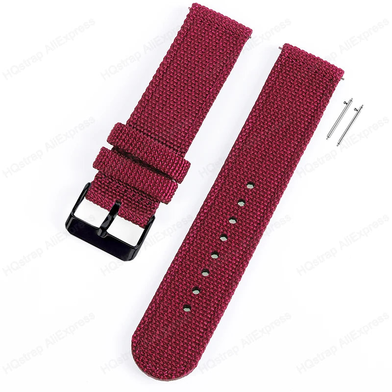 18mm 20mm 22mm Nylon Canvas Quick Release Strap for Samsung Galaxy Watch 4 5 3 Huawei
