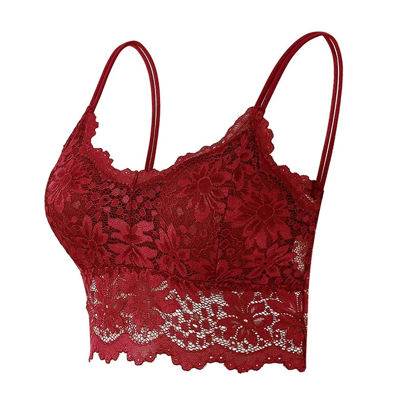 CowLost | 7-color-lace-sexy-crop-top-women-padded-camisole-bra-breathable |12