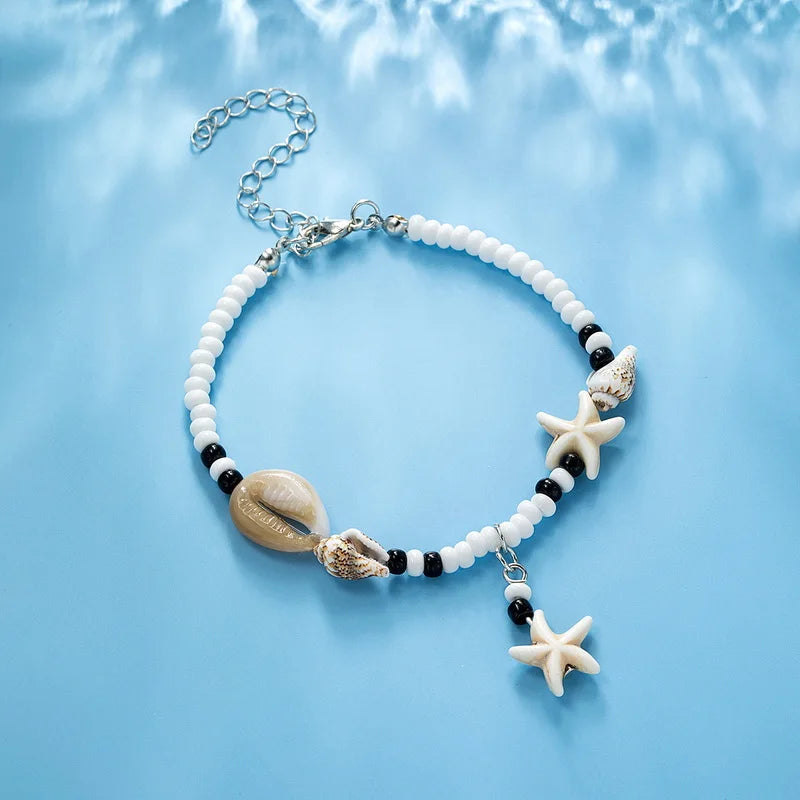 CowLost | bohemia-shell-anklet-for-women-colorful-rice-beads-handmade-braided-rope-bracelet-on-leg-beach-barefoot-sandal-leg-chain-jewelry |3