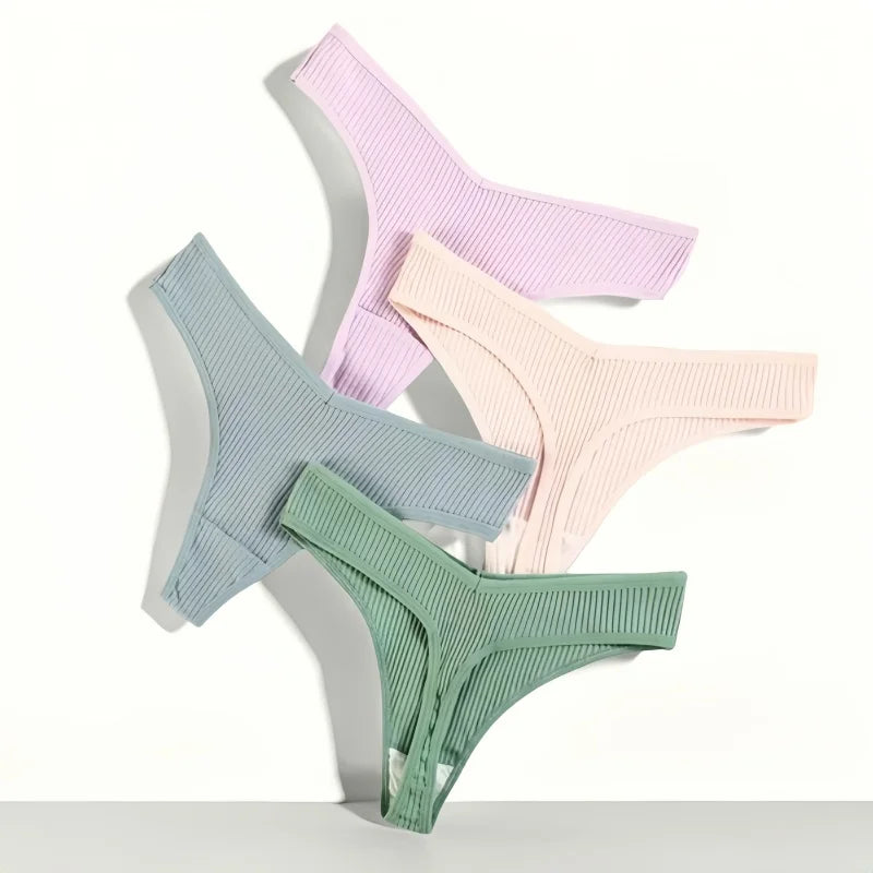 CowLost | product_id-5pcs-womens-cotton-low-rise-v-shape-g-string-thongs-solid-colors-m-xxl |3