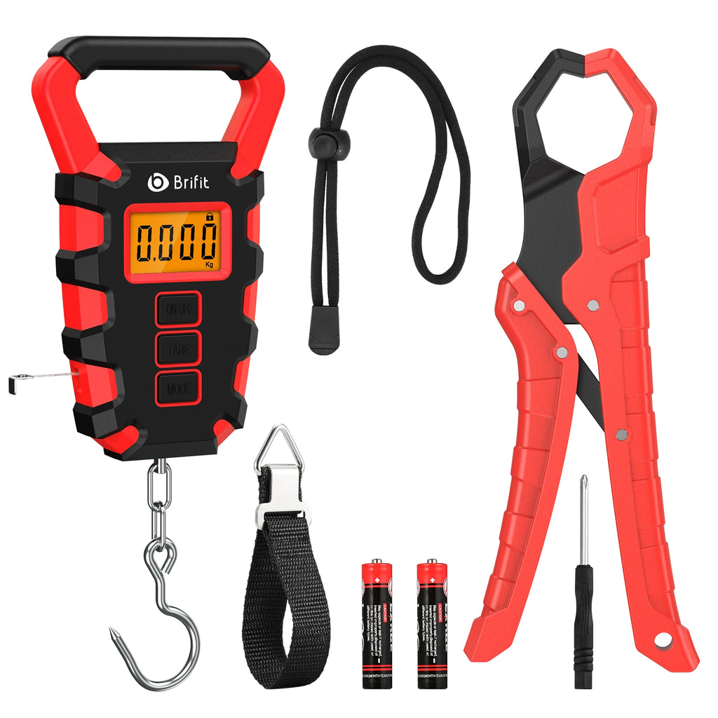 50kg Digital Fishing Scale with Fish Grip Ruler Waterproof Hanging Steelyard Scale for Luggage Travel