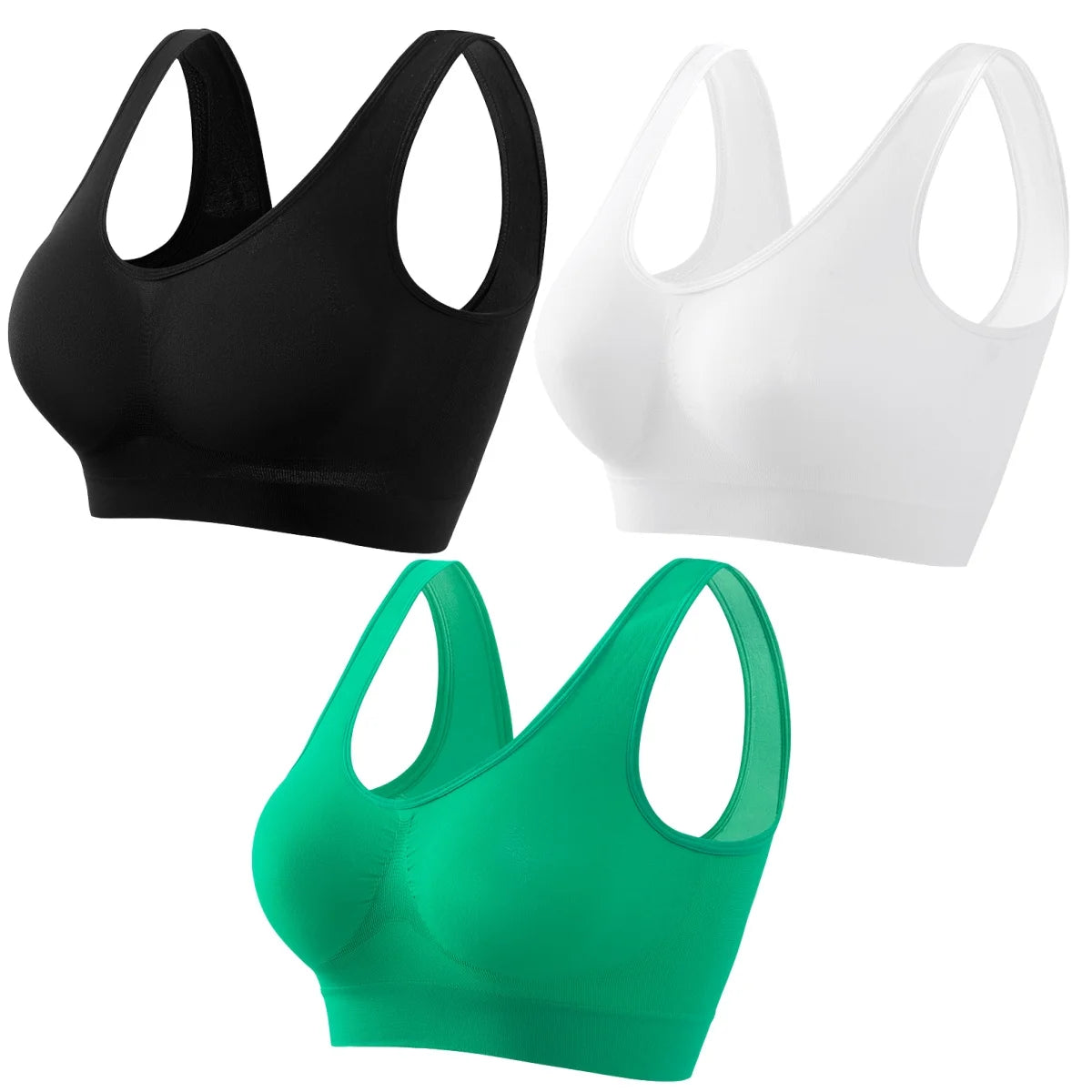 CowLost | product_id-3pcs-seamless-wireless-plus-size-crop-top-bra-set-s-5xl-breathable-sport-brassiere |5