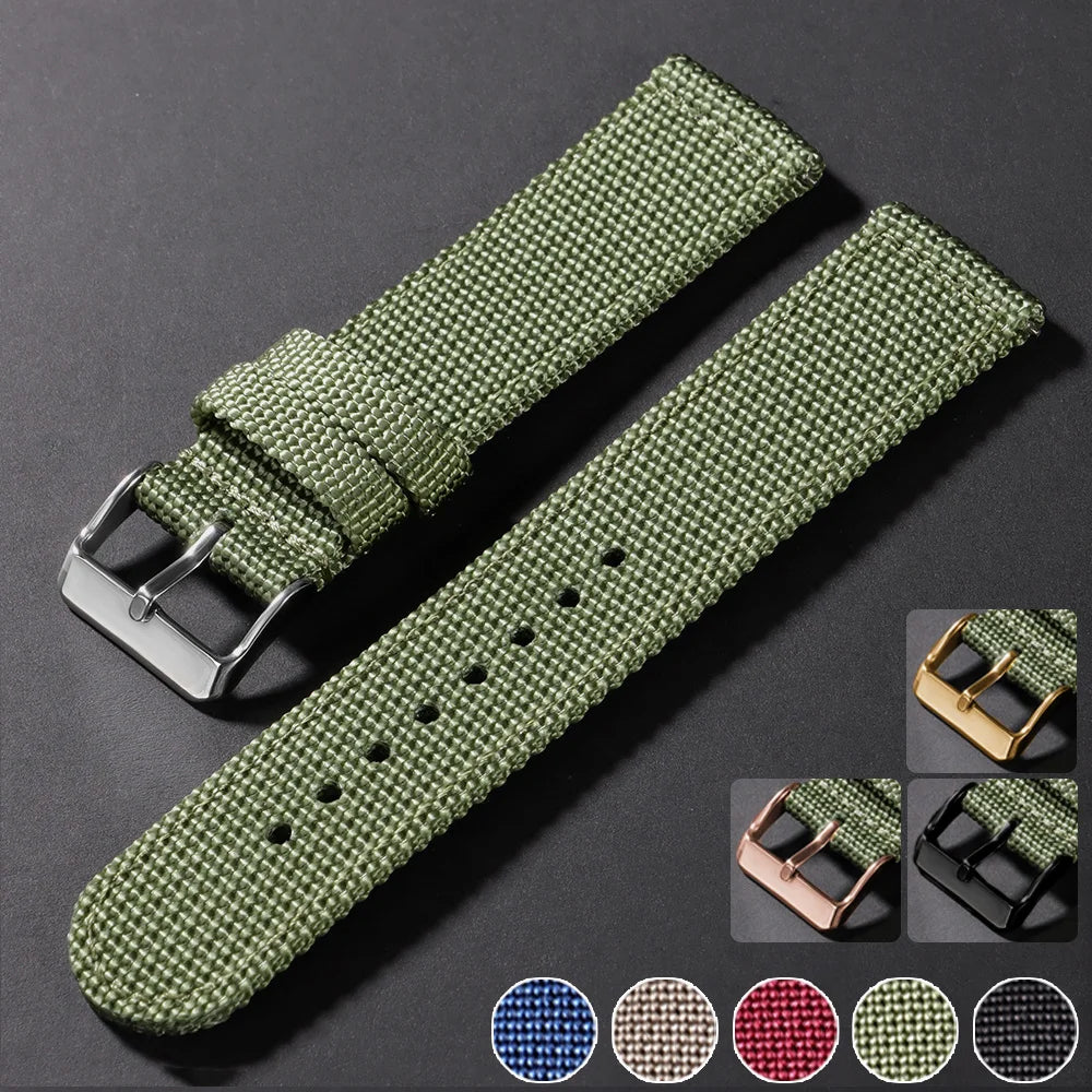 Woven Nylon Quick Release Watch Strap 18-24mm for Seiko Huawei Canvas Fabric Band