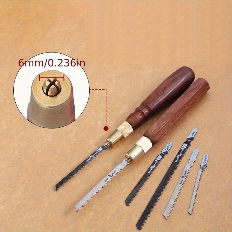 CowLost | 1-set-mini-detachable-hand-saw-round-hexagonal-wooden-handle-high-carbon-steel-handheld-saw-with-5-saw-blades-for-woodworking |4