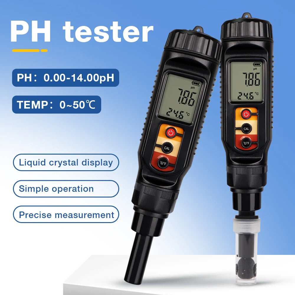 LCD Digital PH Meter 0.00-14.00 Handheld Soil, Food, Dough Acidity Tester for Fruit, Cheese, Meat, Skin