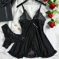 CowLost | women-nightdress-sexy-lace-chemise-bow-nightgown-sleepwear |12