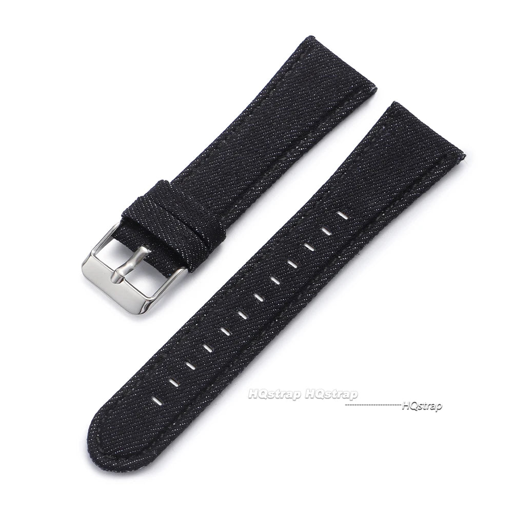 CowLost | product_id-hqstrap-retro-nylon-denim-watch-strap-22mm-24mm-black-light-blue-unisex |10