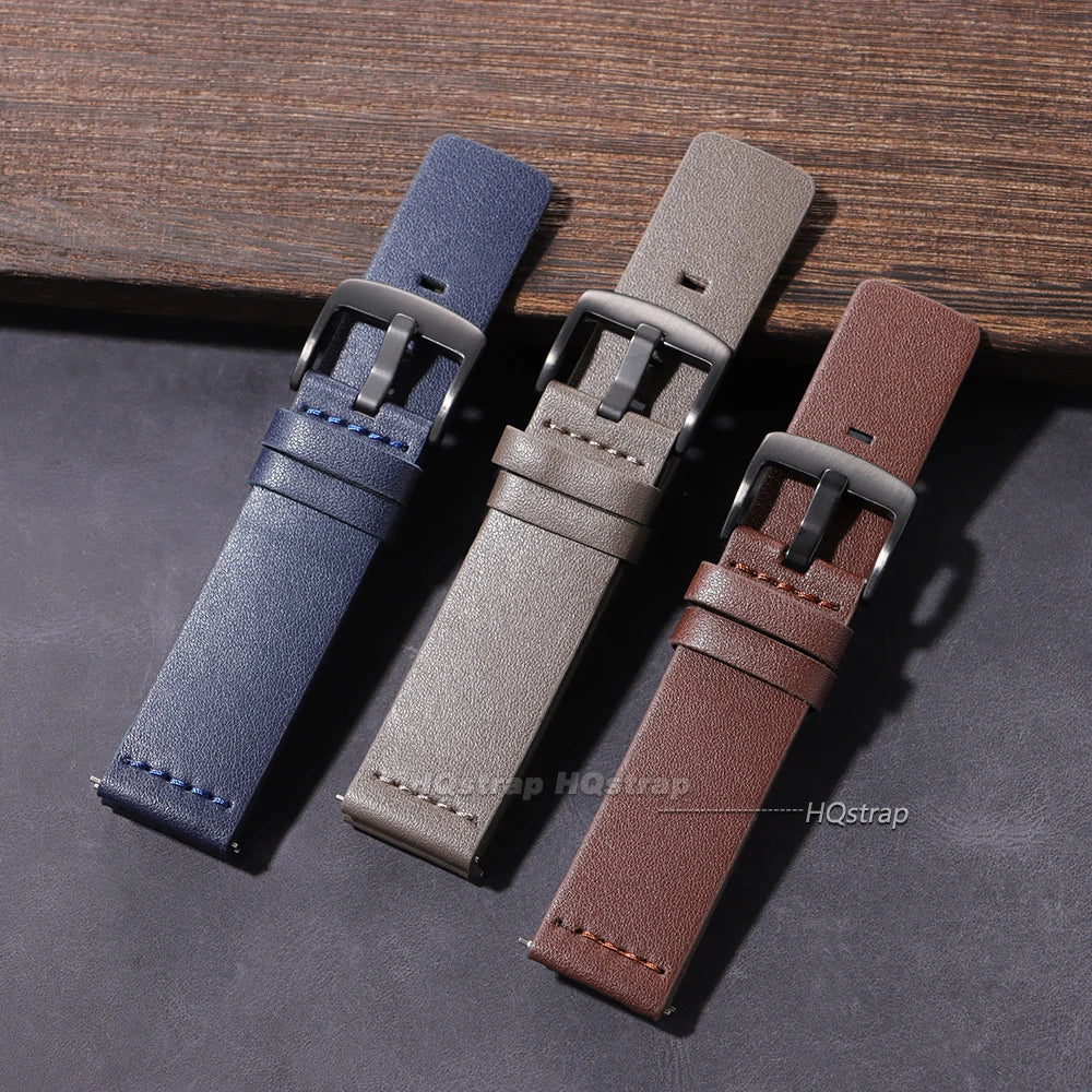 18mm-24mm Leather Watch Band for Samsung Galaxy Watch 7 6 5 4 & Gear S3 with Quick Release