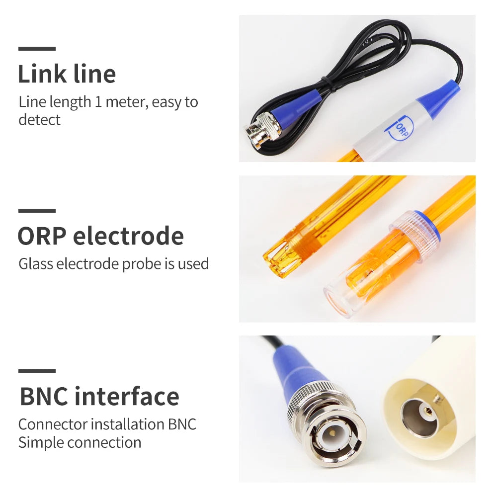 PH Electrode Probe BNC Connector ORP Replacement Sensor IP65 Glass Composite for Lab Aquarium