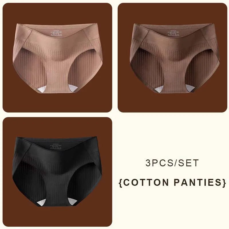 CowLost | product_id-fallsweet-3pcs-womens-plus-size-seamless-mid-rise-cotton-briefs |11