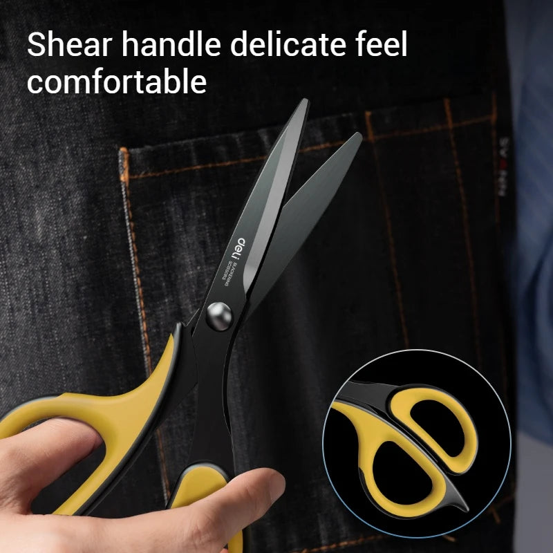 CowLost | deli-stainless-steel-anti-stick-scissors-alloy-stationery |4
