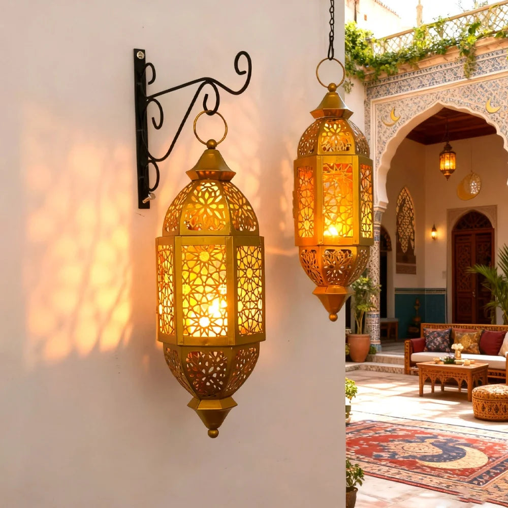 CowLost | festival-candle-holder-hollow-iron-hanging-wind-lantern-candlestick-vintage-ramadan-decoration |4