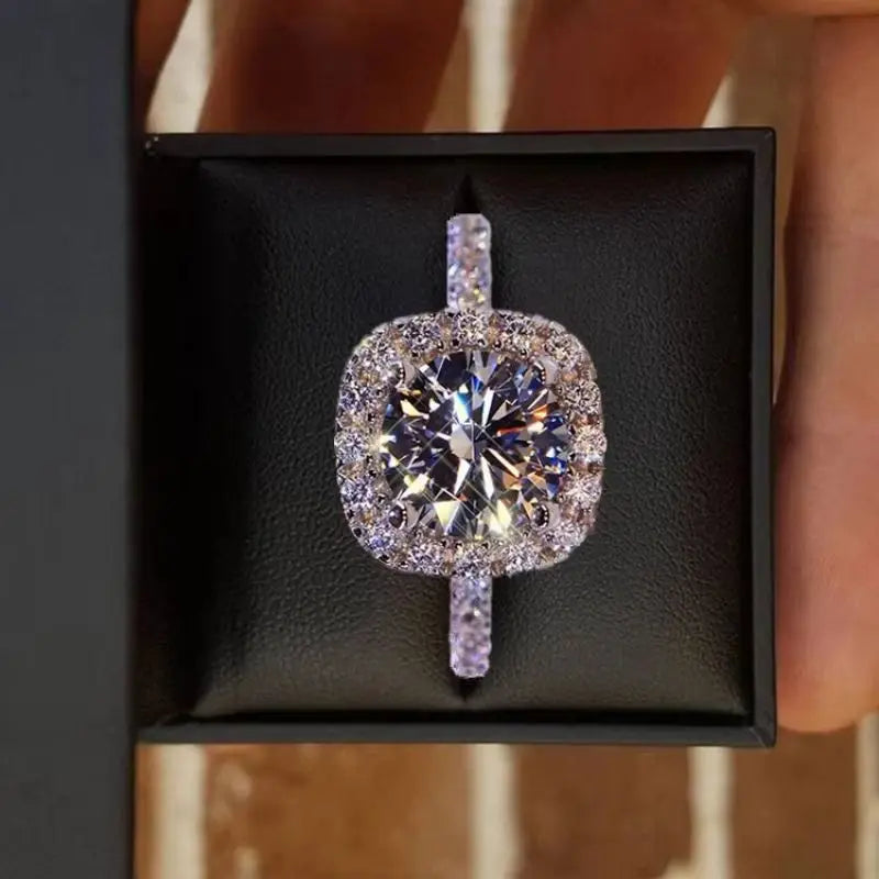 Silver Plated Stainless Steel Cubic Zirconia Adjustable Women's Wedding Engagement Ring